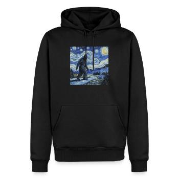 Bigfoot Sasquatch Version Of Starry Night Painting - Men’s Premium Organic Hoodie - black - Front - Nico (187cm)