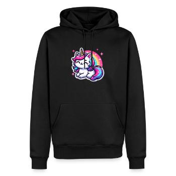 Regenbogen Einhorn Katze - Männer Premium Bio Hoodie - Schwarz - Vorne - Nico (187cm)