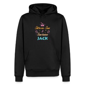 Dicton amusant - Jane connaît Jack - Sweat à capuche Premium bio Homme - noir - Devant - Nico (187cm)