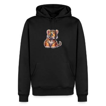 BÉBÉ TIGRE 6 - Sweat à capuche Premium bio Homme - noir - Devant - Nico (187cm)
