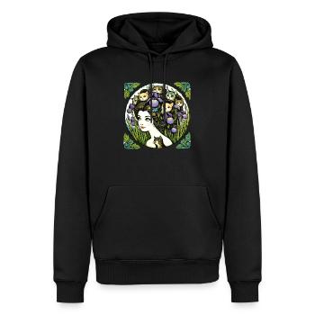 Dame aux chats - Sweat à capuche Premium bio Homme - noir - Devant - Nico (187cm)