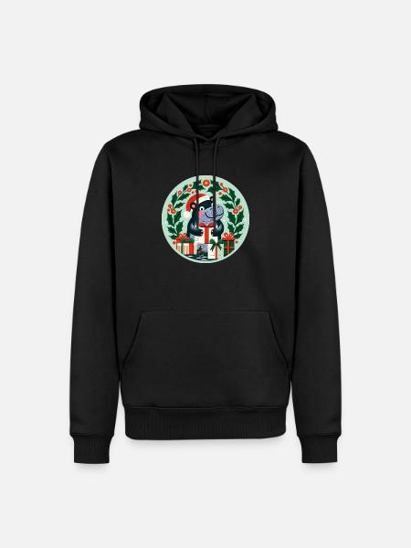 Weihnachts-Nilpferd - Männer Premium Bio Hoodie - Schwarz