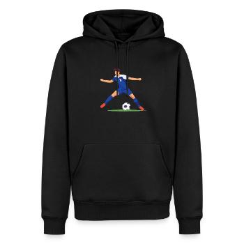 Fußballer mit blauem trikot - Männer Premium Bio Hoodie - Schwarz - Vorne - Nico (187cm)