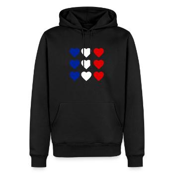 Herz Frankreich - Männer Premium Bio Hoodie - Schwarz - Vorne - Nico (187cm)