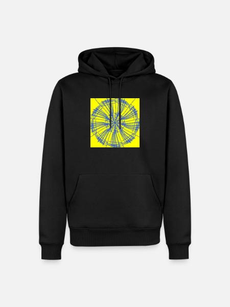 blue and yellow geometric design - Men’s Premium Organic Hoodie - black