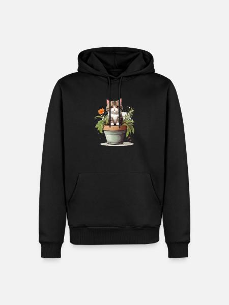 Cute Cat Flower - Men’s Premium Organic Hoodie - black