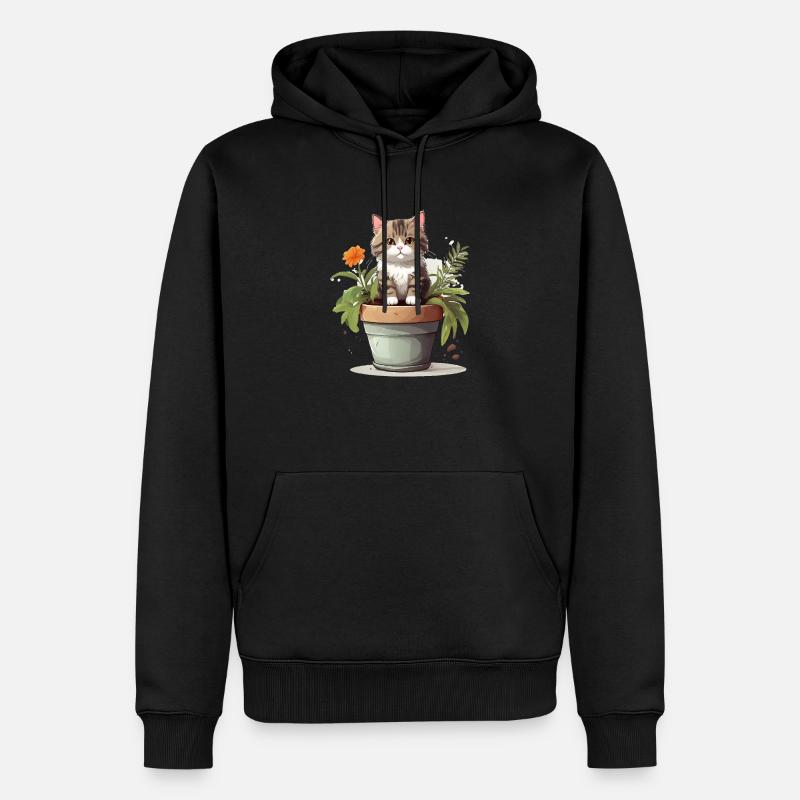 Fleur de chat mignonne - Sweat à capuche Premium bio Homme - noir