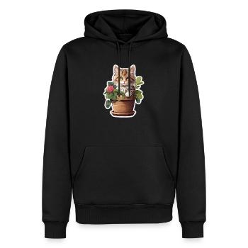Süße Katze Blume - Männer Premium Bio Hoodie - Schwarz - Vorne - Nico (187cm)
