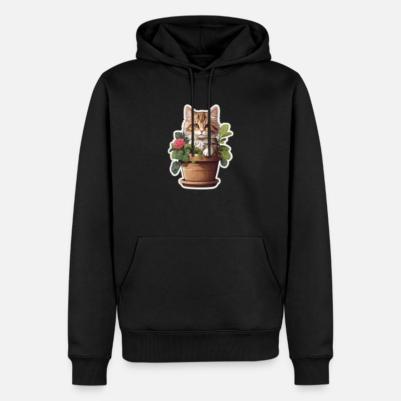 Fleur de chat mignonne - Sweat à capuche Premium bio Homme - noir