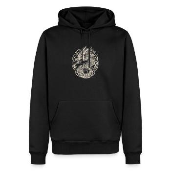 Dragon celtique avec des nœuds et des motifs - Sweat à capuche Premium bio Homme - noir - Devant - Nico (187cm)