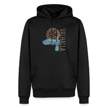 Valhalla - Männer Premium Bio Hoodie - Schwarz - Vorne - Nico (187cm)