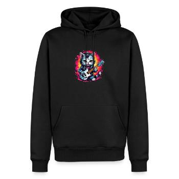 Chibi Rocker Cat - Sweat à capuche Premium bio Homme - noir - Devant - Nico (187cm)