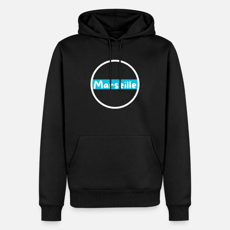 Marseille bleu et blanc - Sweat à capuche Premium bio Homme - noir