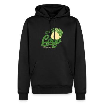 Lustig und abstrakt - Bad logo, go weird - Männer Premium Bio Hoodie - Schwarz - Vorne - Nico (187cm)