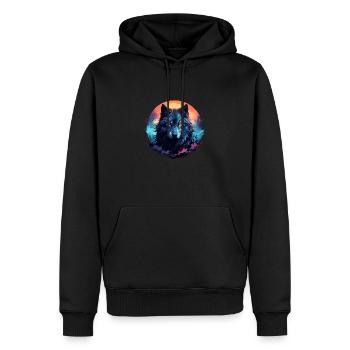 Dunkler Wolf - Männer Premium Bio Hoodie - Schwarz - Vorne - Nico (187cm)