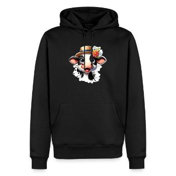 Kälbchen fröhlich - Männer Premium Bio Hoodie - Schwarz - Vorne - Nico (187cm)