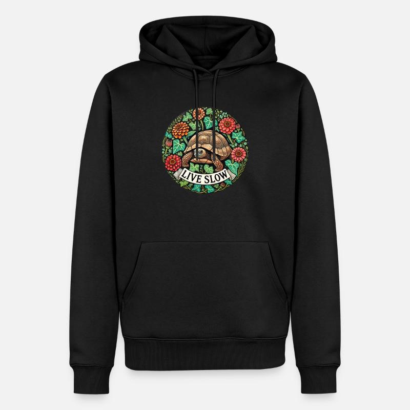 Lebende langsame Schildkröte - Männer Premium Bio Hoodie - Schwarz