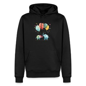 Deux éléphants avec des ballons colorés - Sweat à capuche Premium bio Homme - noir - Devant - Nico (187cm)