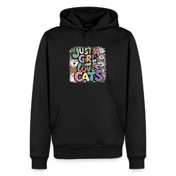 juste une fille qui aime les chats - Sweat à capuche Premium bio Homme - noir - Devant - Nico (187cm)