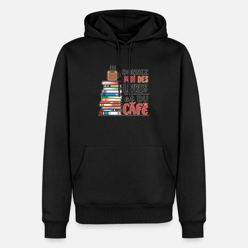 Bücher & Kaffee - Kultur & Trinken - Männer Premium Bio Hoodie - Schwarz