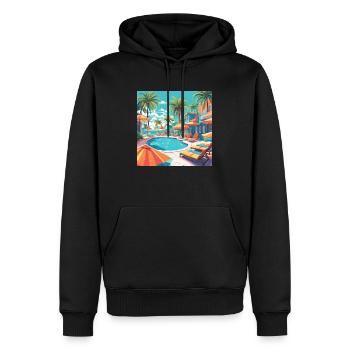 Pool Sommer Urlaub Palmen - Männer Premium Bio Hoodie - Schwarz - Vorne - Nico (187cm)