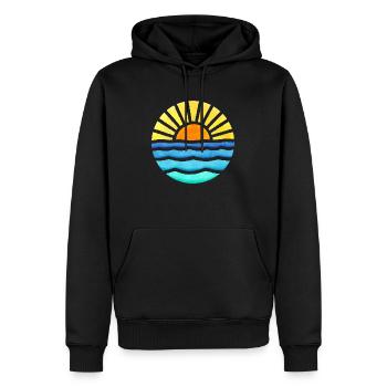 Retro Sonnenuntergang - Männer Premium Bio Hoodie - Schwarz - Vorne - Nico (187cm)