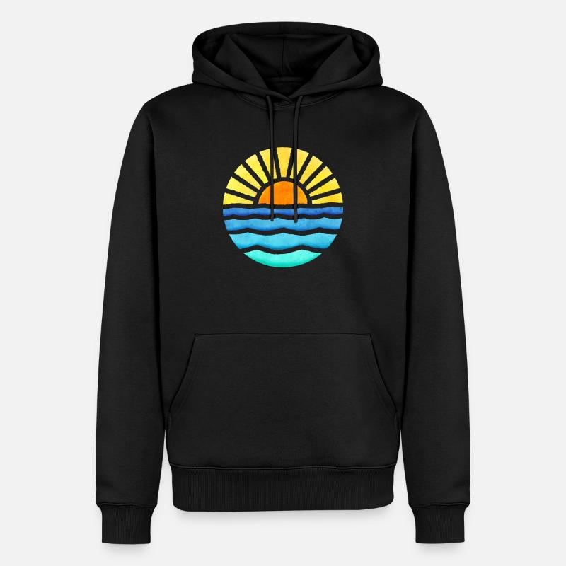 Coucher de soleil rétro - Sweat à capuche Premium bio Homme - noir