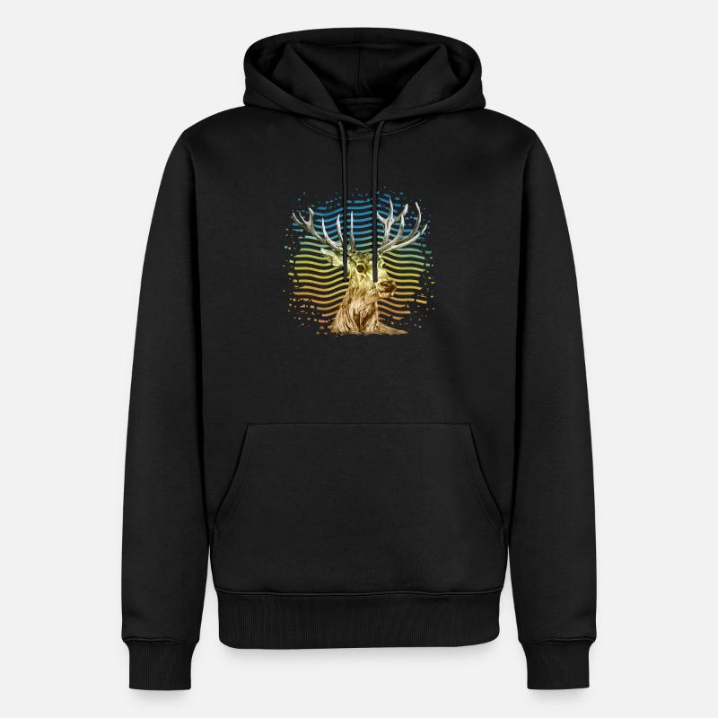 Hirsch - Männer Premium Bio Hoodie - Schwarz