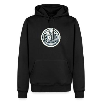 Berlin Lettrage Allemagne Deutschland Alexanderplat - Sweat à capuche Premium bio Homme - noir - Devant - Nico (187cm)