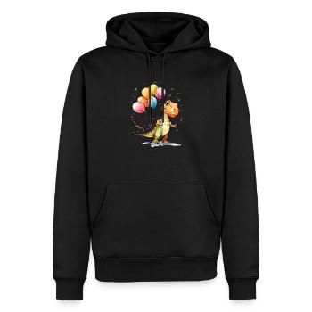 C’est l’anniversaire d’un dinosaure ? - Sweat à capuche Premium bio Homme - noir - Devant - Nico (187cm)