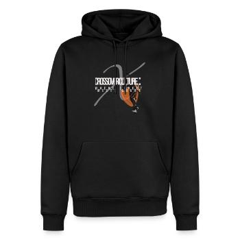 CROSSOVERCULTURE Streetwear - Männer Premium Bio Hoodie - Schwarz - Vorne - Nico (187cm)