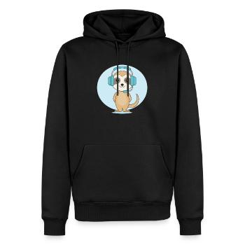 Suricate avec casque - Sweat à capuche Premium bio Homme - noir - Devant - Nico (187cm)