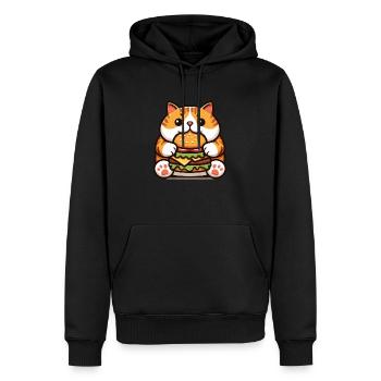 Katze isst Burger - Männer Premium Bio Hoodie - Schwarz - Vorne - Nico (187cm)