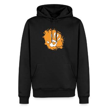 Petroglyph - Stay Human! - Männer Premium Bio Hoodie - Schwarz - Vorne - Nico (187cm)