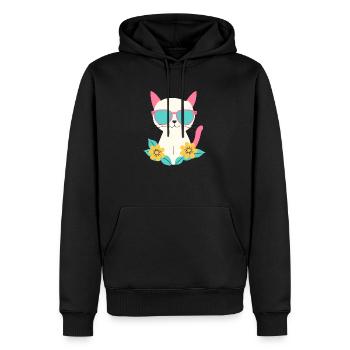 Chat - Sweat à capuche Premium bio Homme - noir - Devant - Nico (187cm)
