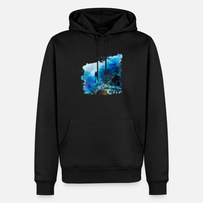 Weightless gliding while diving - Men’s Premium Organic Hoodie - black