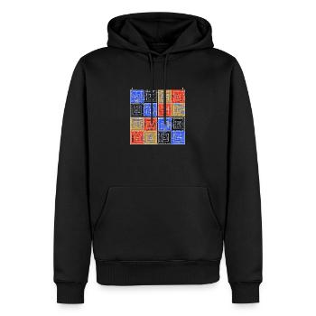 Laby Square 2 (Farbversion) - Männer Premium Bio Hoodie - Schwarz - Vorne - Nico (187cm)