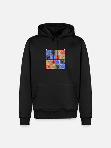 Laby Square 2 (Farbversion) - Männer Premium Bio Hoodie - Schwarz