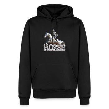 Springreiter Chrom 2 - Männer Premium Bio Hoodie - Schwarz - Vorne - Nico (187cm)