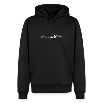 Battement de cœur natation - Sweat à capuche Premium bio Homme - noir - Devant - Nico (187cm)