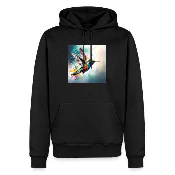 Kolibri farbig - Männer Premium Bio Hoodie - Schwarz - Vorne - Nico (187cm)