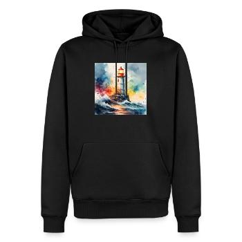 Phare - Sweat à capuche Premium bio Homme - noir - Devant - Nico (187cm)