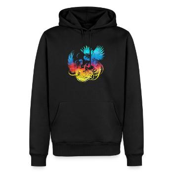Hahn tup Kampf Tier isoliert buntes Huhn - Männer Premium Bio Hoodie - Schwarz - Vorne - Nico (187cm)