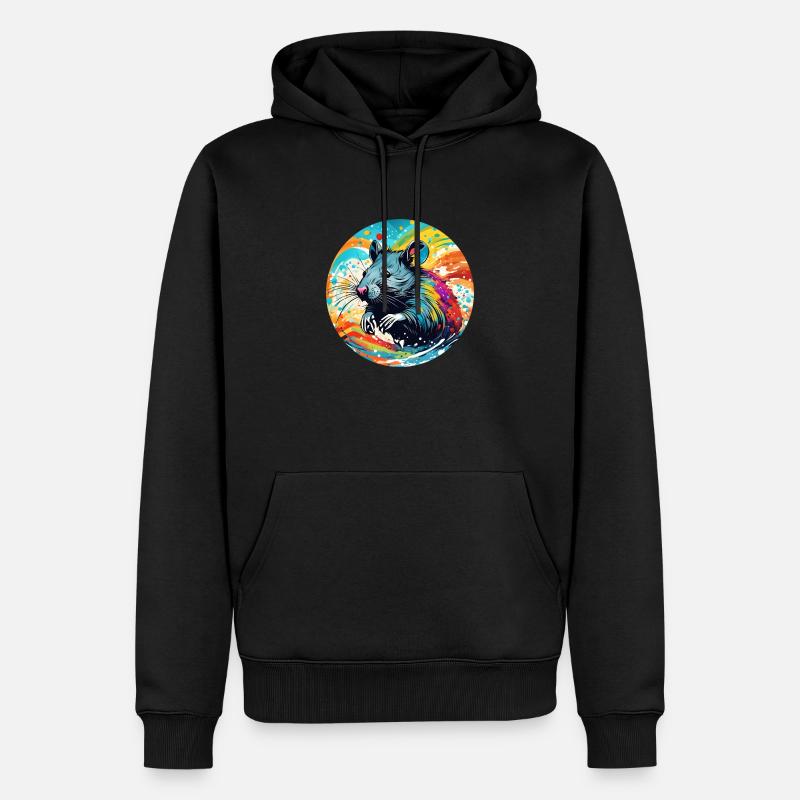 Lot rond de rat - Sweat à capuche Premium bio Homme - noir