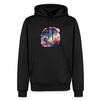Cosmic Love - Männer Premium Bio Hoodie - Schwarz - Vorne - Nico (187cm)