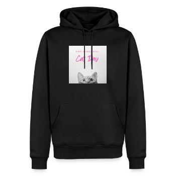 CATS DAY HAPPY INTERNATIONAL - Sweat à capuche Premium bio Homme - noir - Devant - Nico (187cm)