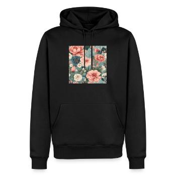 Spring Summer Blooming Floral Pattern - Men’s Premium Organic Hoodie - black - Front - Nico (187cm)