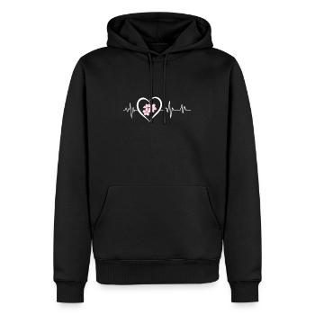 battement de cœur fleur de cerisier - Sweat à capuche Premium bio Homme - noir - Devant - Nico (187cm)