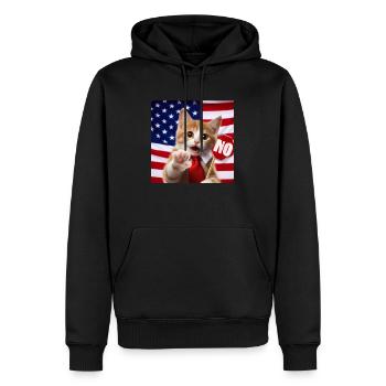 The cat says no - Men’s Premium Organic Hoodie - black - Front - Nico (187cm)