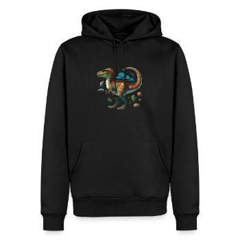T-Rex Dino Dinosaurier - Männer Premium Bio Hoodie - Schwarz - Vorne - Nico (187cm)